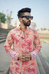 Kzari Anar - Orange Batik with White Embroidery Rayon Kurta