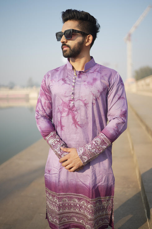 Kzari Magenta Sunshine Chanderi Kurta with Border