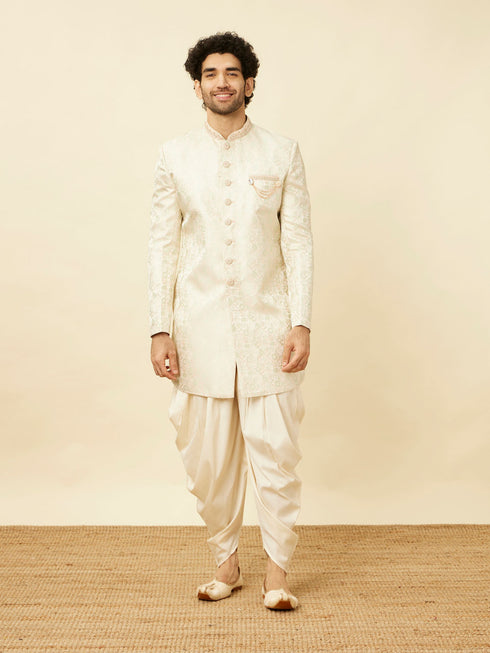 Manyavar Blush Pink Bel Buti Patterned Indo Western Set
