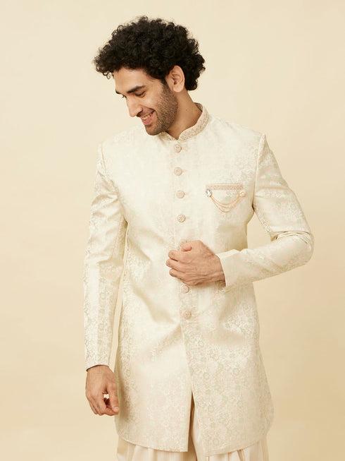 Manyavar Blush Pink Bel Buti Patterned Indo Western Set
