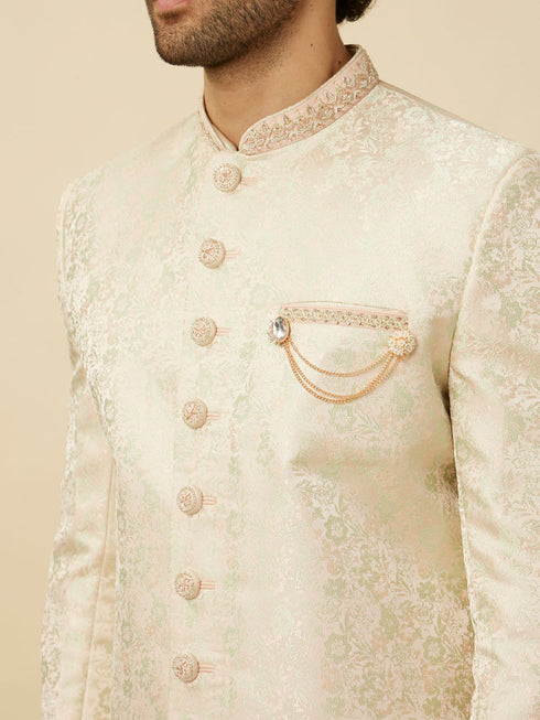 Manyavar Blush Pink Bel Buti Patterned Indo Western Set