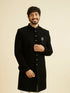 Manyavar Majestic Black Knitted Indo Western Set