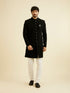 Manyavar Majestic Black Knitted Indo Western Set