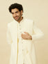 Manyavar Cream Diamond Patterned Indo Western Jacket Set