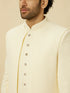 Manyavar Cream Diamond Patterned Indo Western Jacket Set