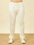 Manyavar Cream Diamond Patterned Indo Western Jacket Set