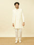 Manyavar Cream Diamond Patterned Indo Western Jacket Set