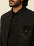 Manyavar Black Georgette Stone Work Embroidered Indo Western