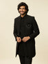 Manyavar Black Georgette Stone Work Embroidered Indo Western