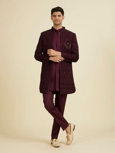 Manyavar Purple Majesty Georgette Indo Western