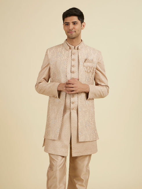 Manyavar Beige Elegance Indo Western