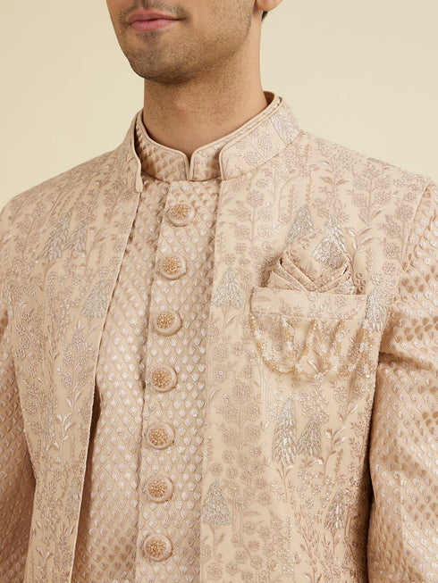 Manyavar Beige Elegance Indo Western