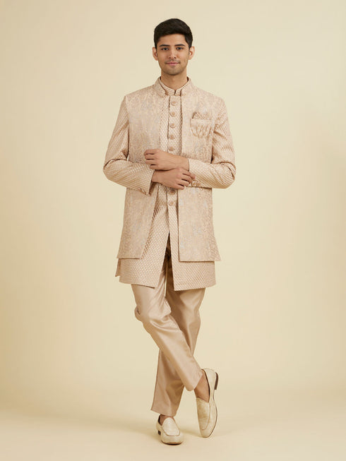 Manyavar Beige Elegance Indo Western