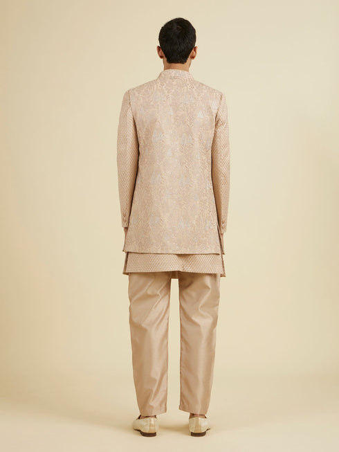 Manyavar Beige Elegance Indo Western