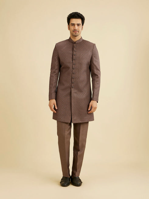 Manyavar Dark Brown Georgette Charm Indo Western