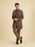 Manyavar Dark Brown Georgette Charm Indo Western
