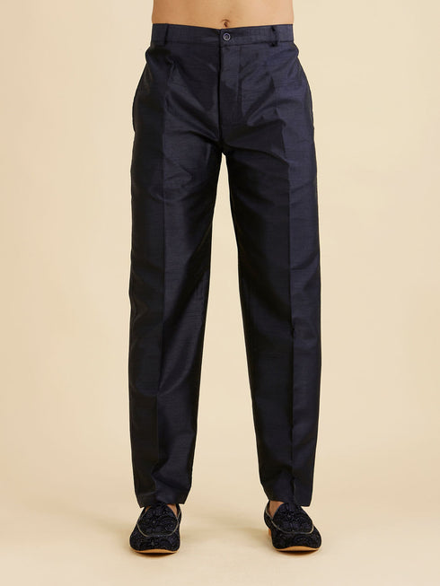 Manyavar Dark Blue Elegance Indo Western