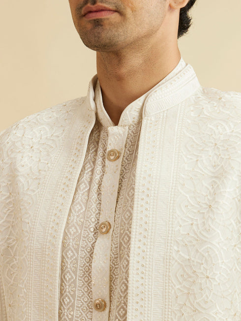 Manyavar Warm White Elegance Indo Western