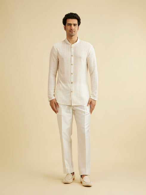 Manyavar Warm White Elegance Indo Western