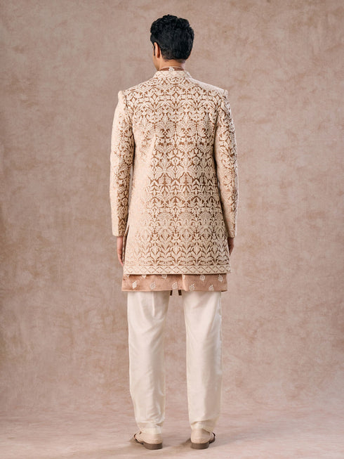 Manyavar Fawn Velvet Festivity Indo Western