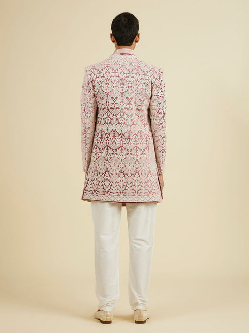 Manyavar Velvet Elegance in Pink Indo Western