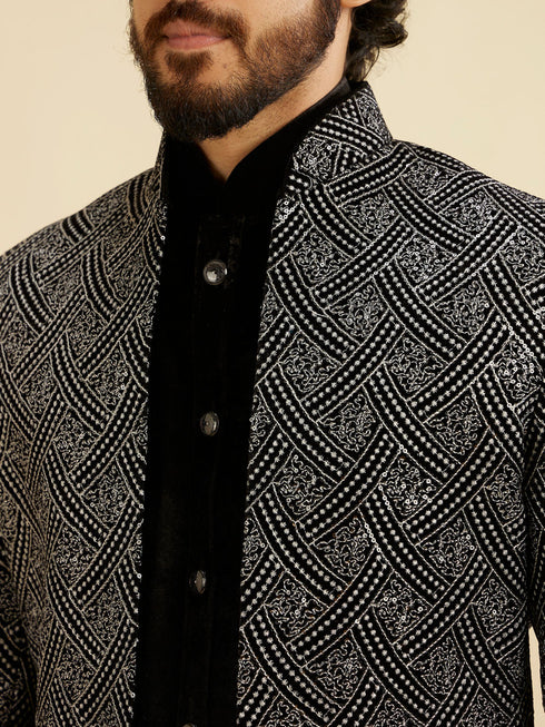 Manyavar Black Velvet Elegance Indo Western