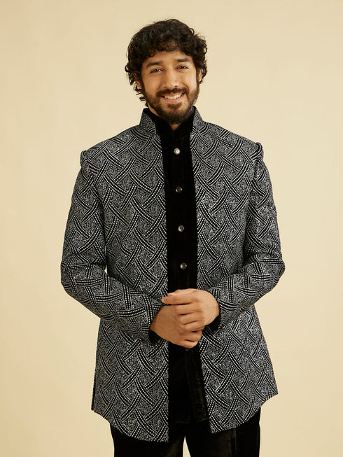 Manyavar Black Velvet Elegance Indo Western