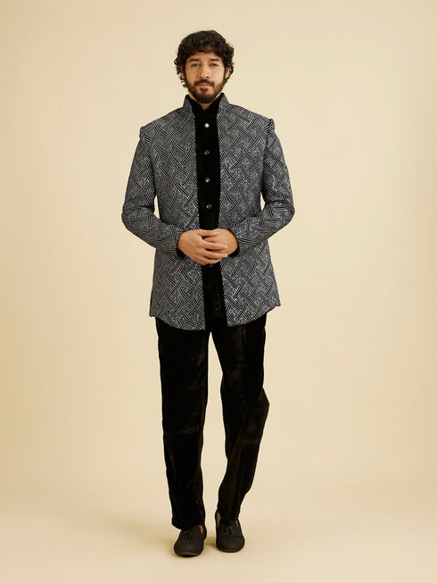 Manyavar Black Velvet Elegance Indo Western