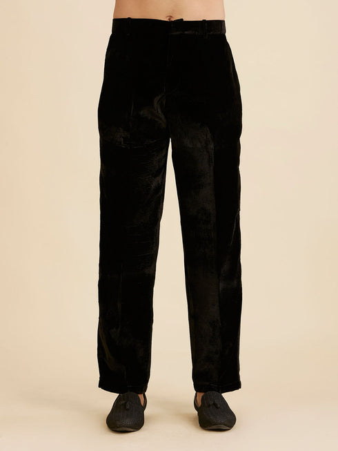 Manyavar Black Velvet Elegance Indo Western