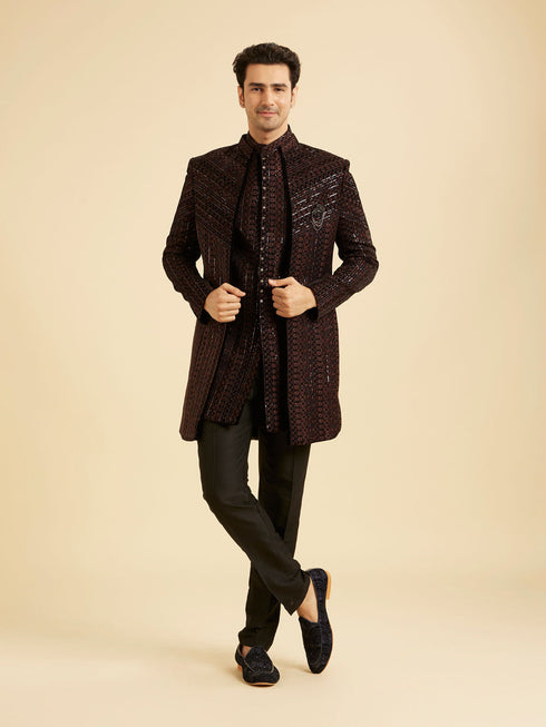 Manyavar Black Velvet Elegance Indo Western