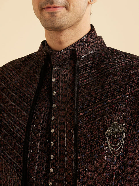 Manyavar Black Velvet Elegance Indo Western