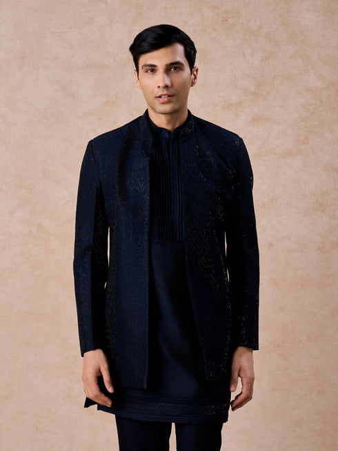 Manyavar Dark Blue Delight Indo Western