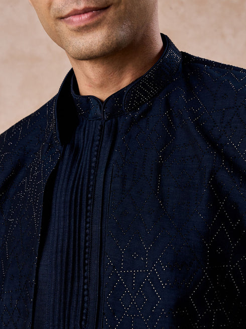 Manyavar Dark Blue Delight Indo Western