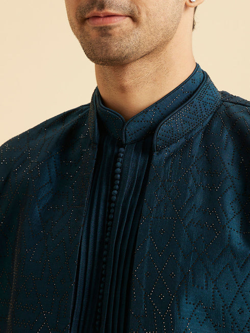 Manyavar Teal Blue Opulence Indo Western