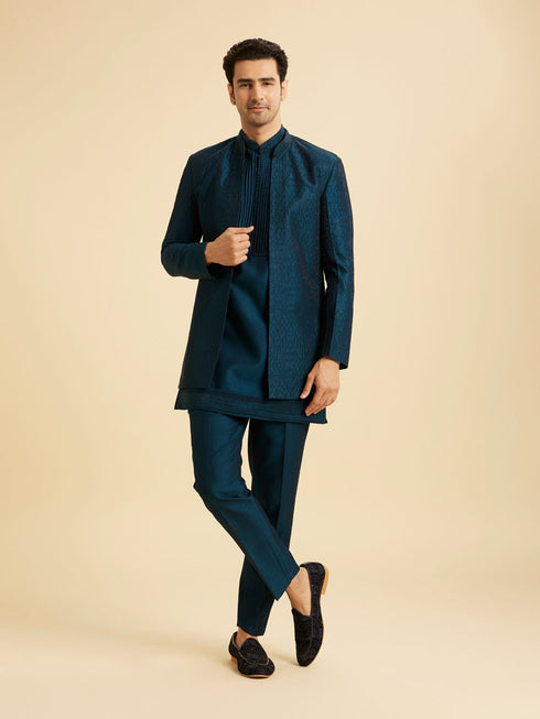 Manyavar Teal Blue Opulence Indo Western