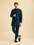 Manyavar Teal Blue Opulence Indo Western