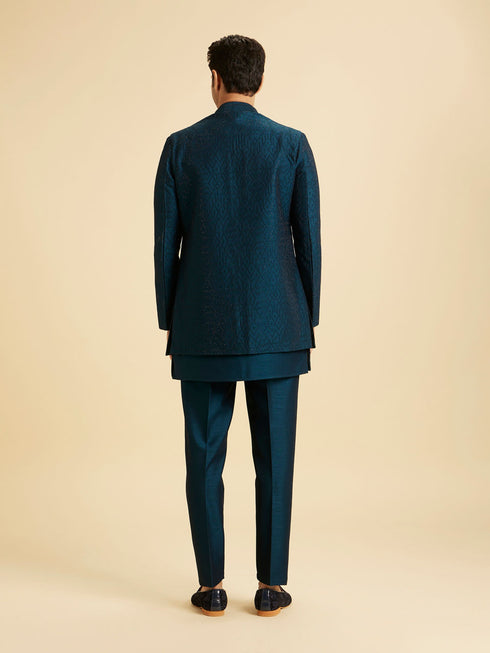 Manyavar Teal Blue Opulence Indo Western
