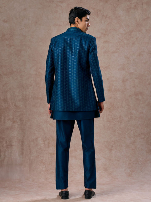 Manyavar Teal Blue Elegance Indo Western