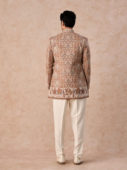 Manyavar Beige Royal Elegance Indo Western