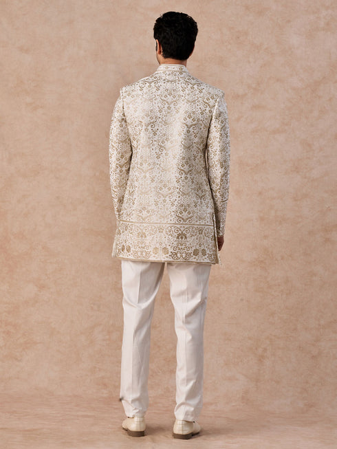 Manyavar Splendid Cream Georgette Indo Western