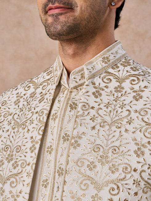 Manyavar Splendid Cream Georgette Indo Western