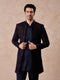 Manyavar Radiant Blue Velvet Indo Western