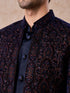 Manyavar Radiant Blue Velvet Indo Western