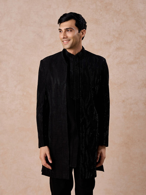 Manyavar Elegant Black Indo Western