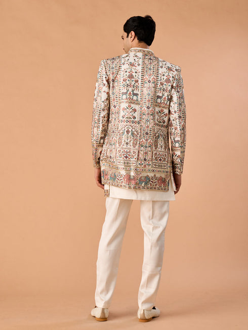 Manyavar Cream Georgette Elegance Indo Western