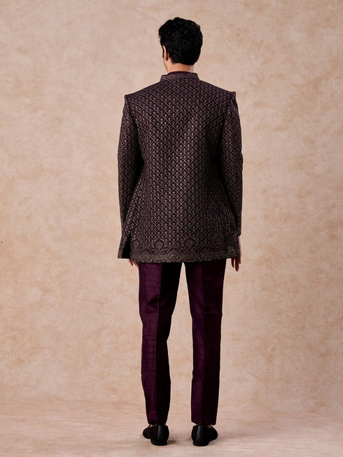 Manyavar Purple Majesty Georgette Indo Western