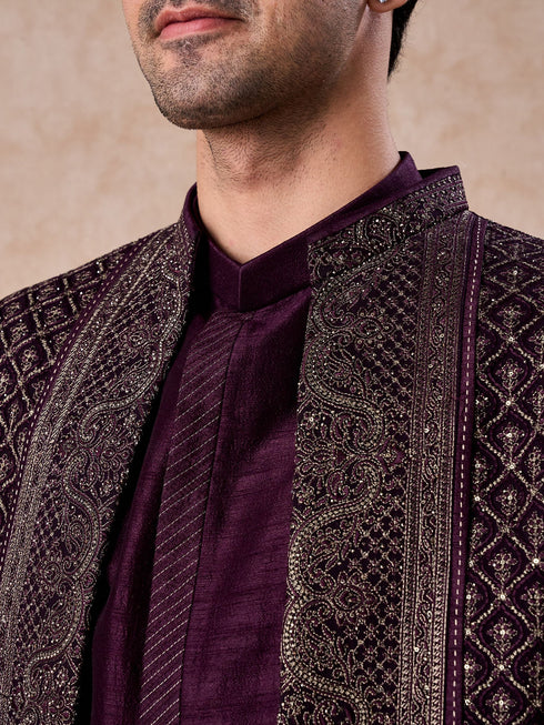 Manyavar Purple Majesty Georgette Indo Western