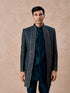 Manyavar Teal Blue Georgette Elegance Indo Western
