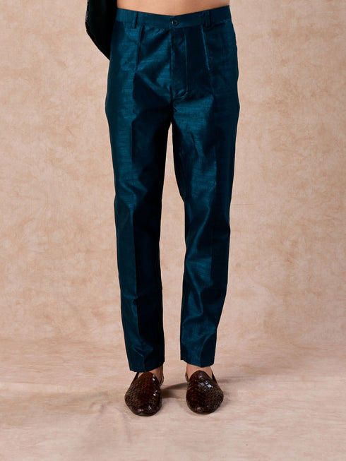 Manyavar Teal Blue Georgette Elegance Indo Western