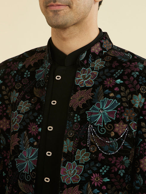 Manyavar Black Velvet Indo Western